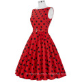 Belle Poque Stock mangas 37 patrones de algodón Big Black Dot vestido rojo vintage BP000002-35